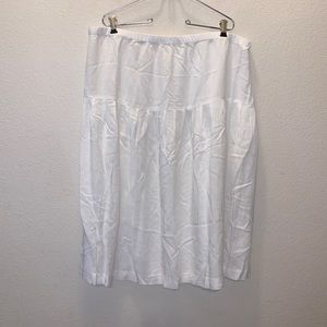 White stretchy casual summer sheer office midi skirt
